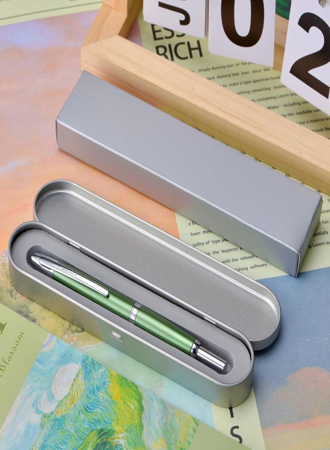 Wikult Jinhao 10 Press Fountain Pen with Box, Sea Pine Green Retractable Fine Nib with Converter Set (Silver Clip) - Image 5