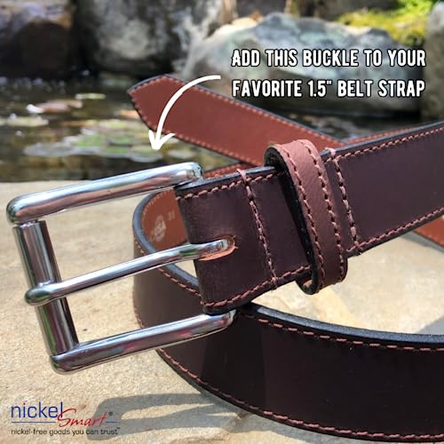 Nickel Smart Heavy Duty Stainless Steel Roller Buckle -1½ Inch Certified Nickel Safe Belt Buckle with Polished Finish - Image 3