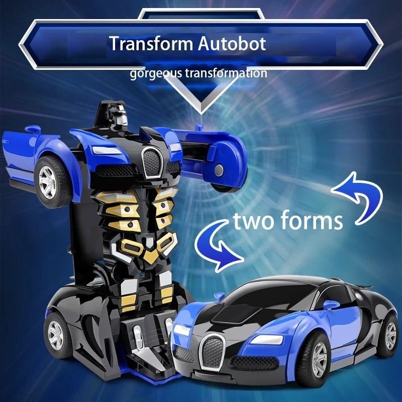 Tec Tavakkal Plastic Battery Operated Converting Car to Robot, Robot to Car Automatically, Robot Toy, with Light and Sound for Kids Indoor and Outdoor 3 Year, Pack of 1 (Blue) - Image 3
