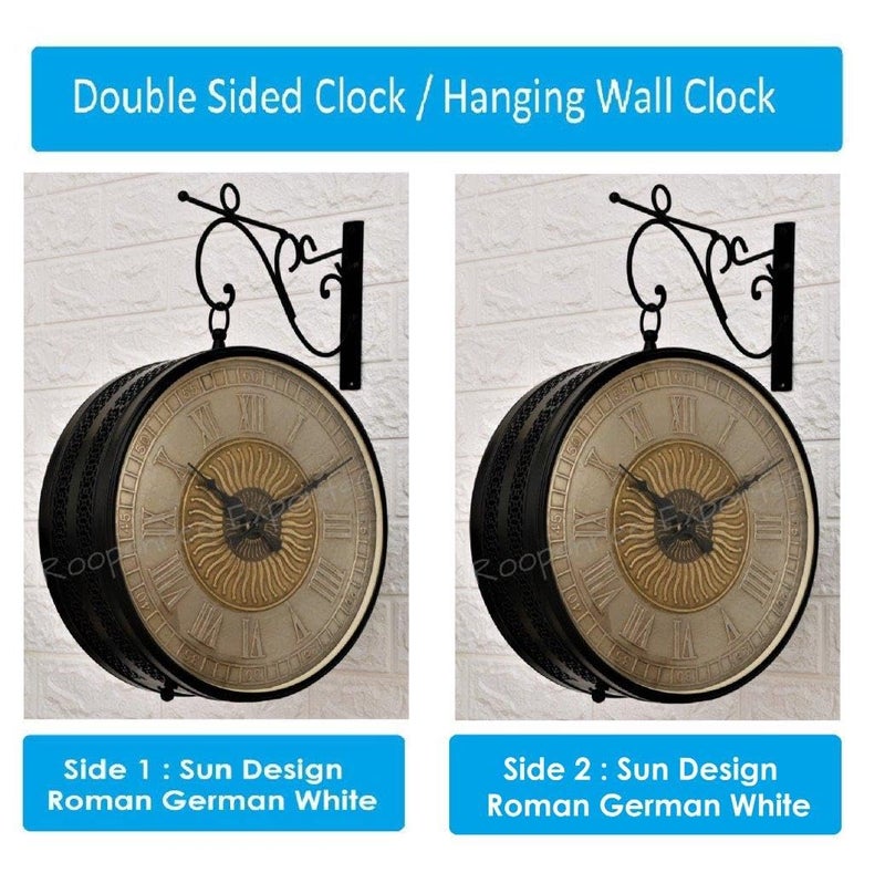 Vintage Clock Analog Black & German Silver Double Sided Clock/One Year Warranty / 6570-12-BW2 - Image 2