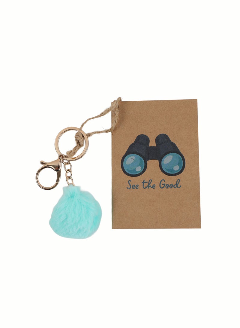 Midi Notebook with Keychain and Blue Pom Pom - Image 3