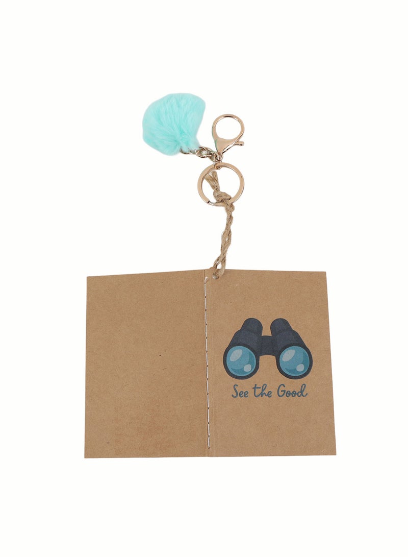 Midi Notebook with Keychain and Blue Pom Pom - Image 2