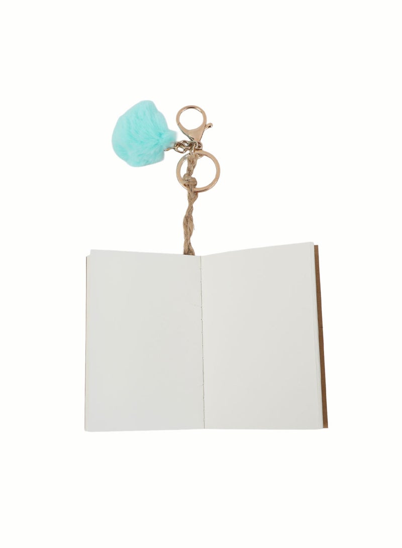Midi Notebook with Keychain and Blue Pom Pom - Image 4
