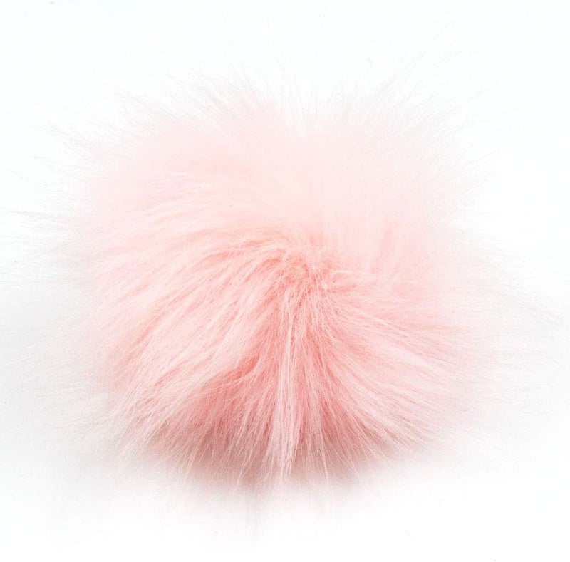 LFOUVRE Pack of 6 Faux Fox Fur Pompoms 3.9inch/10CM Furry Pom Pom Ball with Elastic Loop Knitting Crafts Hat Charm Accessories Pink - Image 1