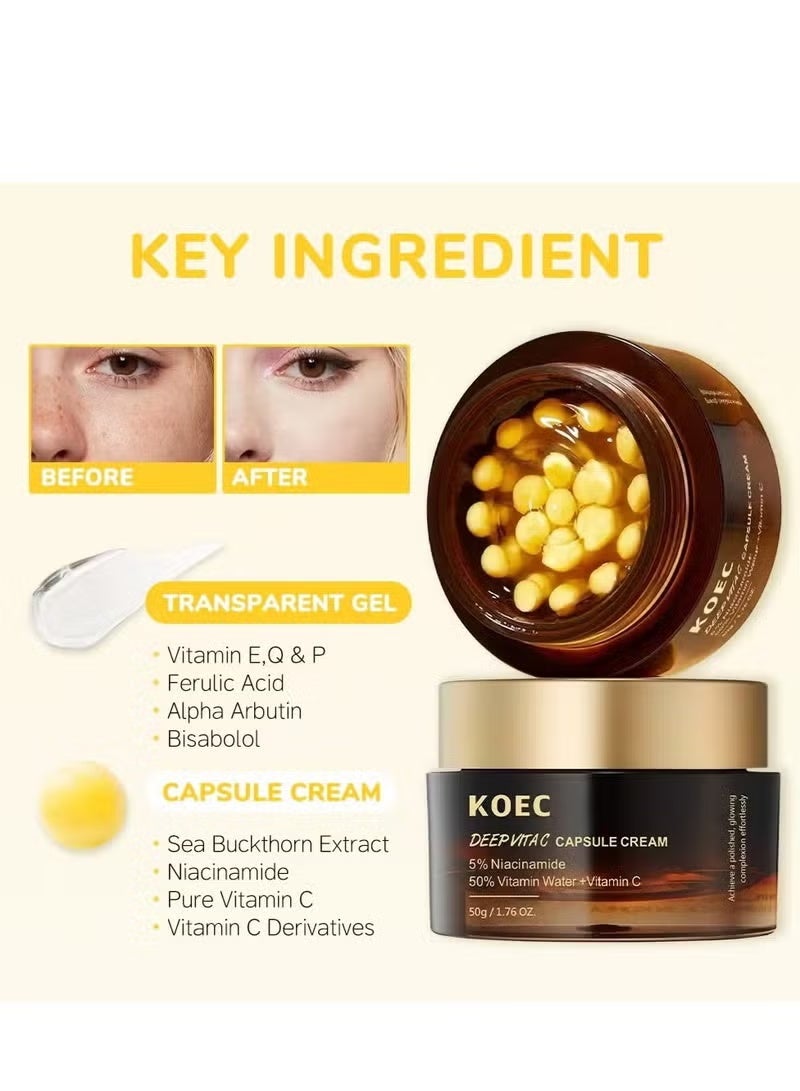 KOEC Deep Vitac Capsule Cream with Vitamin C, Niacinamide | Hydrating Moisturizer - Image 3
