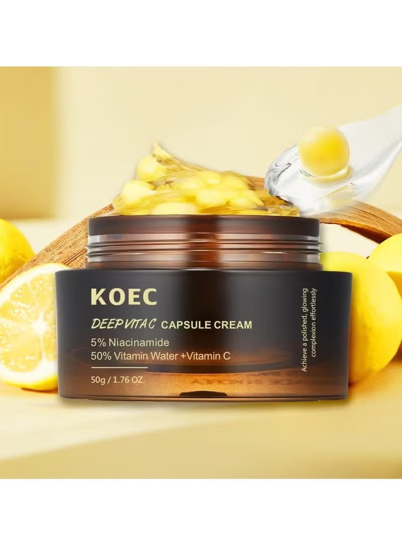 KOEC Deep Vitac Capsule Cream with Vitamin C, Niacinamide | Hydrating Moisturizer - Image 2