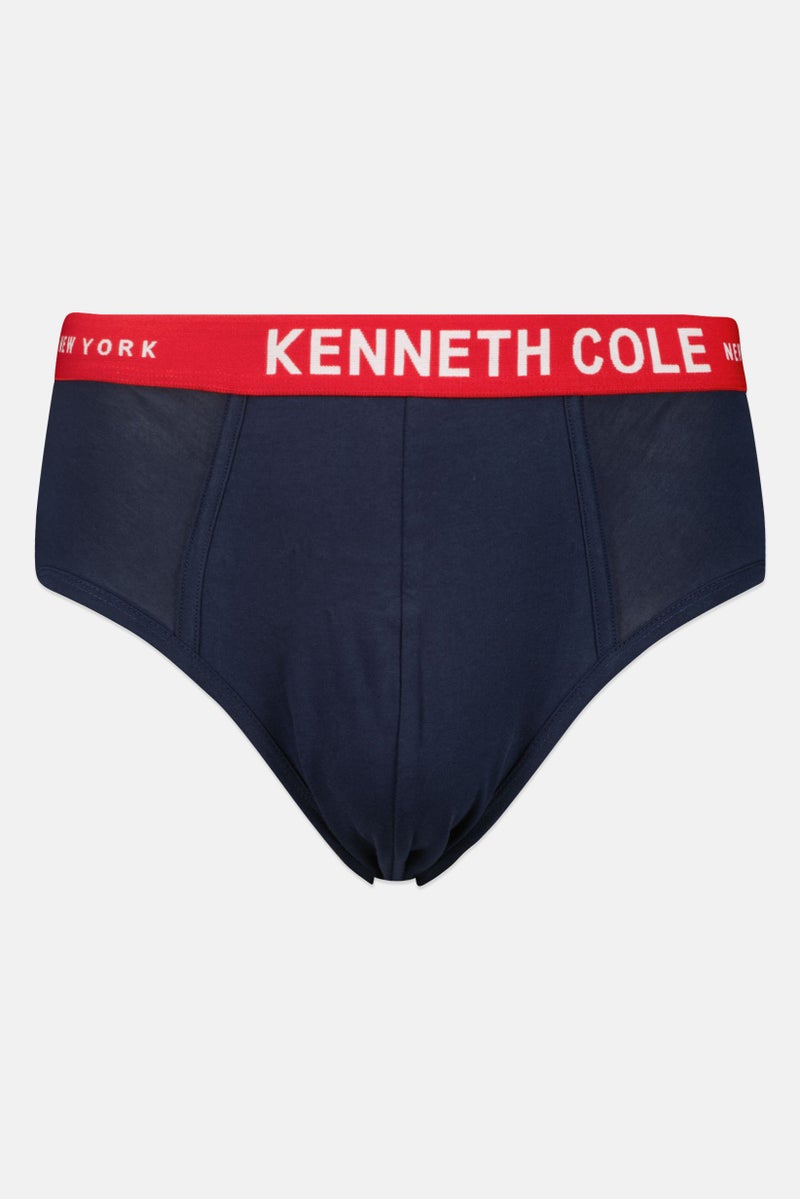 Kenneth Cole Men 2 Packs Brand Logo Brief Set, Navy - Image 2