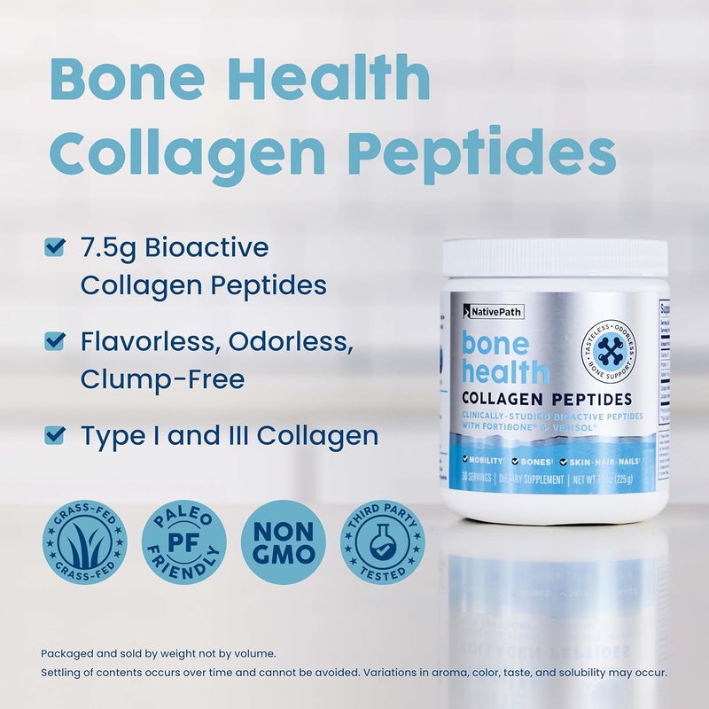 NativePath Bone Health Collagen Peptides Type 1  3 with Fortibone and Verisol 79 Ounce 30 Servings - Image 3