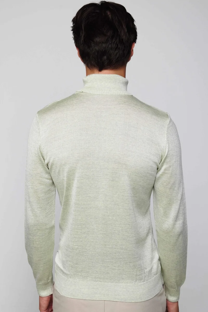 تودورس Slim Fit Full Turtleneck Plain Wool Grey Men's Sweater