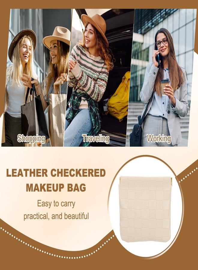 PATIKIL Small Snap Closure Pouches for Purse, 2 Sizes Mini Waterproof Leather Checkered Makeup Bag Portable No Zipper Self-Closing Travel Pocket Organizer Pouch Cosmetic Bag, Black - Image 5