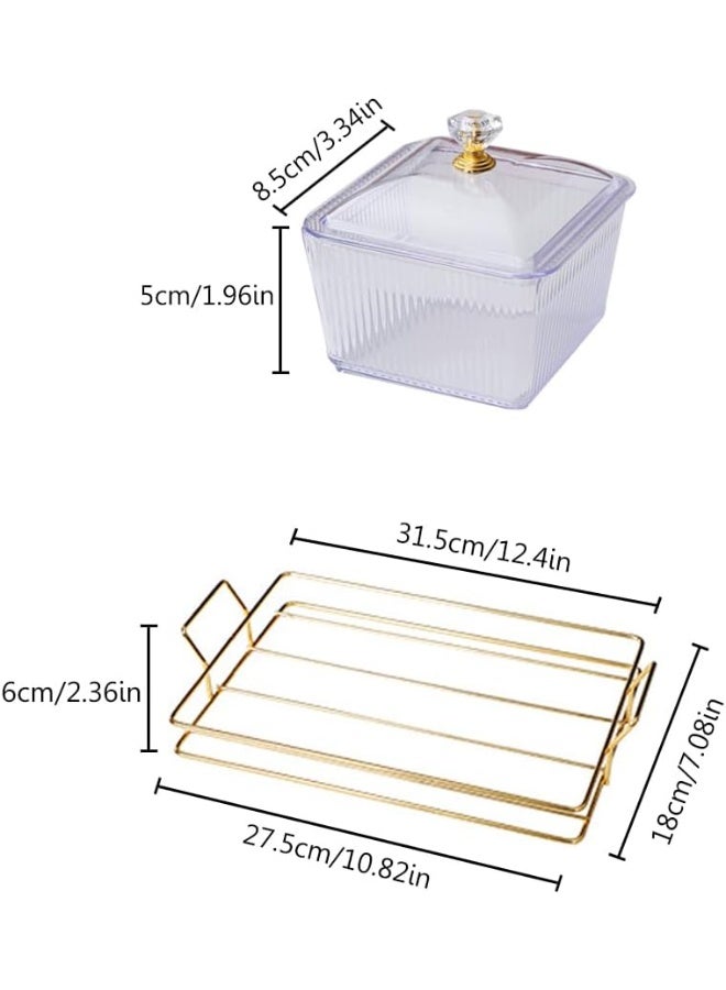 Clear Serving Bowls Set with Gold Metal Rack, Divided Serving Dish Appetizer Tray with 6 Removable Snack Bowls for Fruit Dessert Appetizer Nuts Snacks Candy Chip Dip (Clear) - Image 3