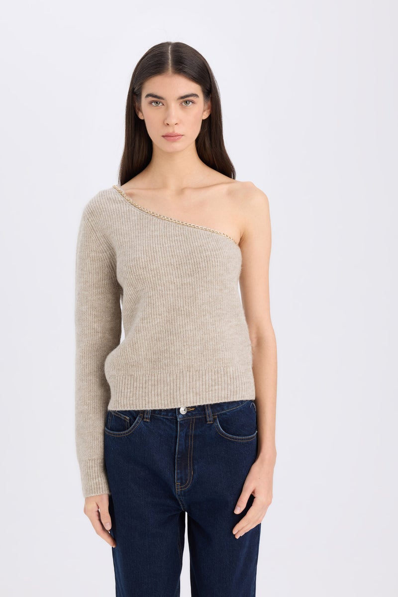 Woman Regular Fit One Shoulder Basic Pullover