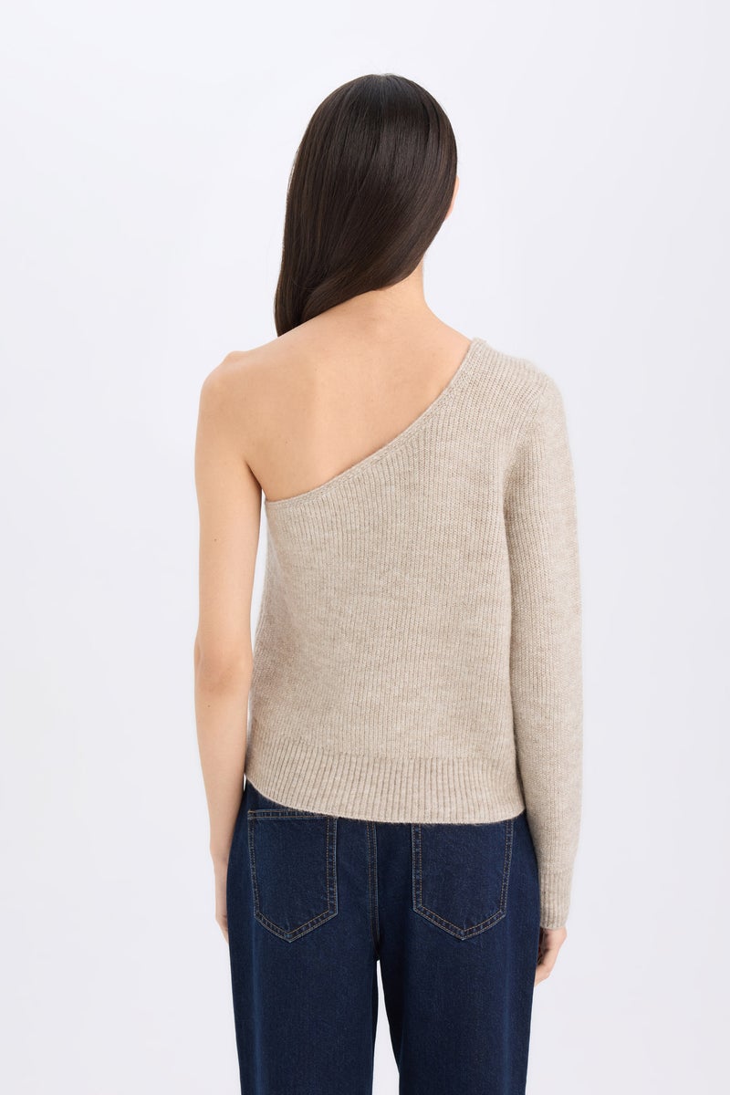 Woman Regular Fit One Shoulder Basic Pullover