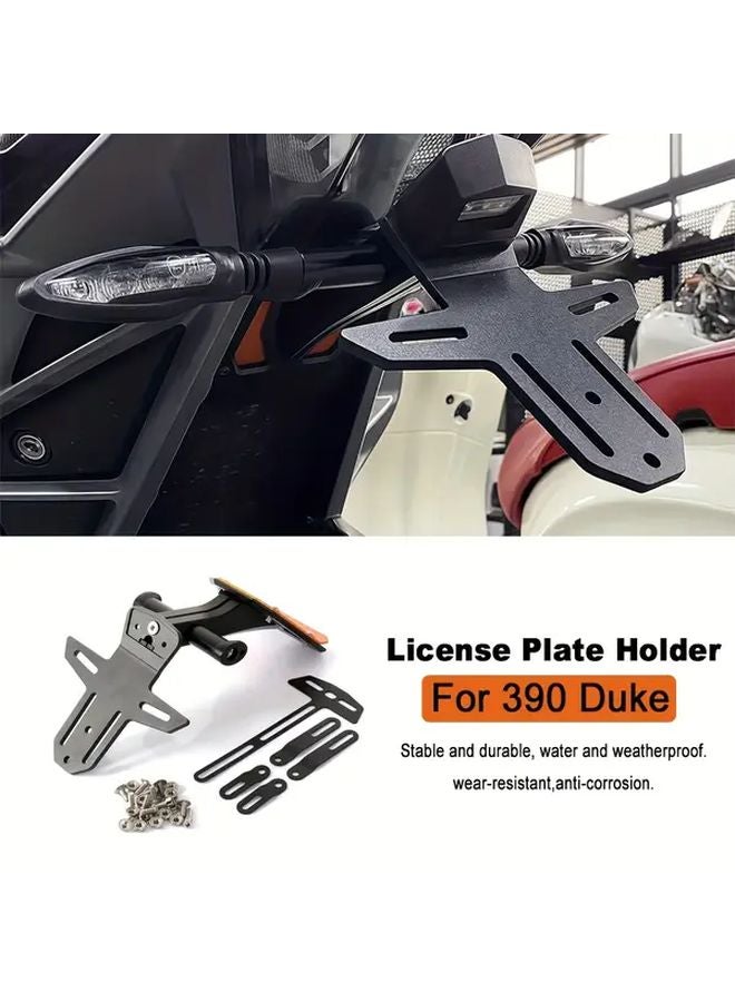 Black Motorcycle License Plate Holder Turn Signal Bracket Kit For KTM 390 Duke 2024 - Image 1