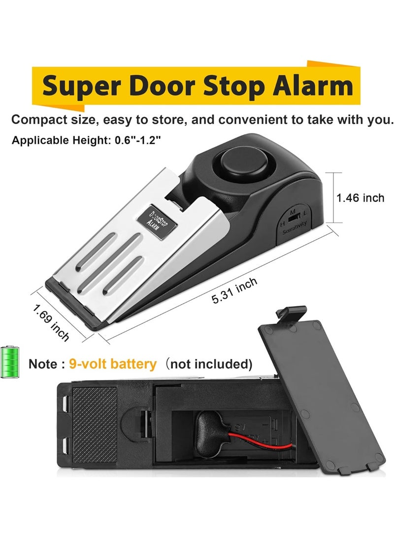 موانع باب منبه مطورة، سدادات أمان محمولة للفنادق لأمان الأبواب من الأسفل (أسود، عبوة 1) - Image 2