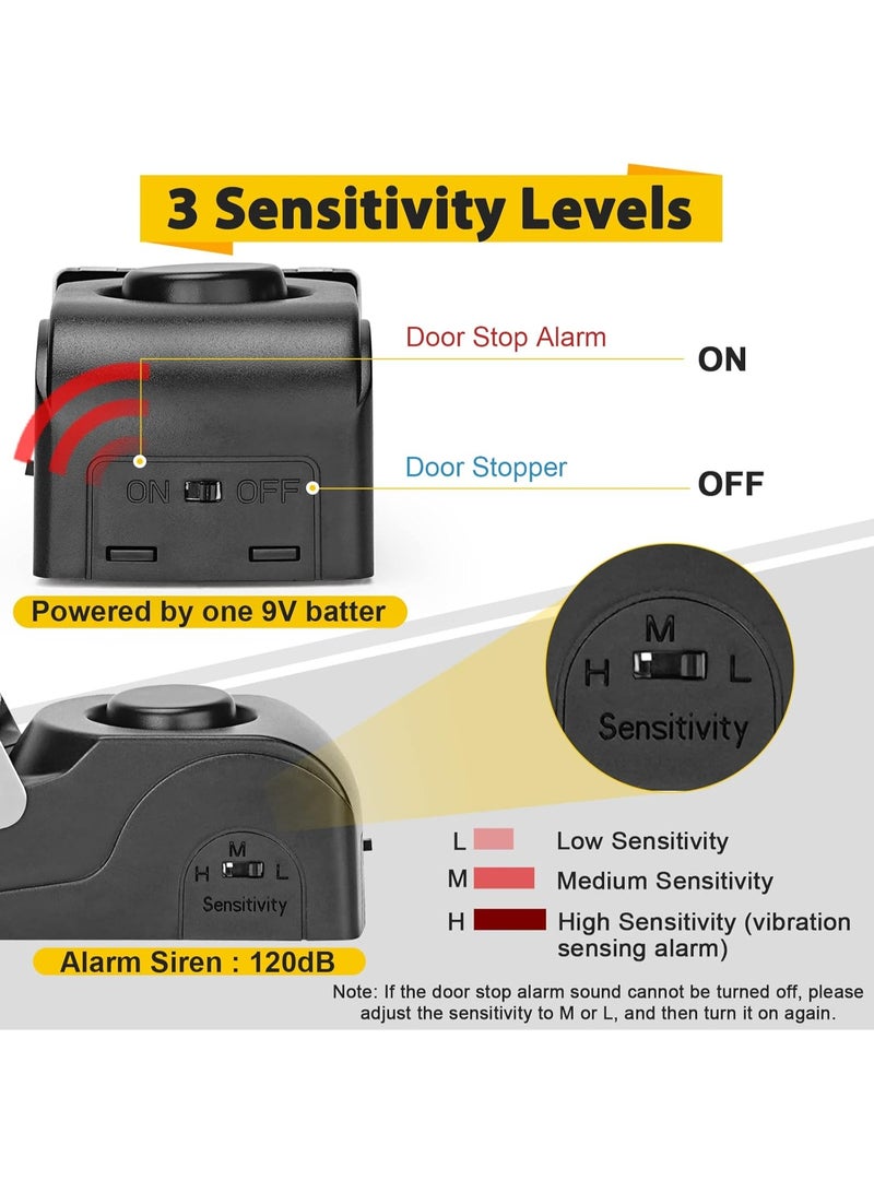 موانع باب منبه مطورة، سدادات أمان محمولة للفنادق لأمان الأبواب من الأسفل (أسود، عبوة 1) - Image 3