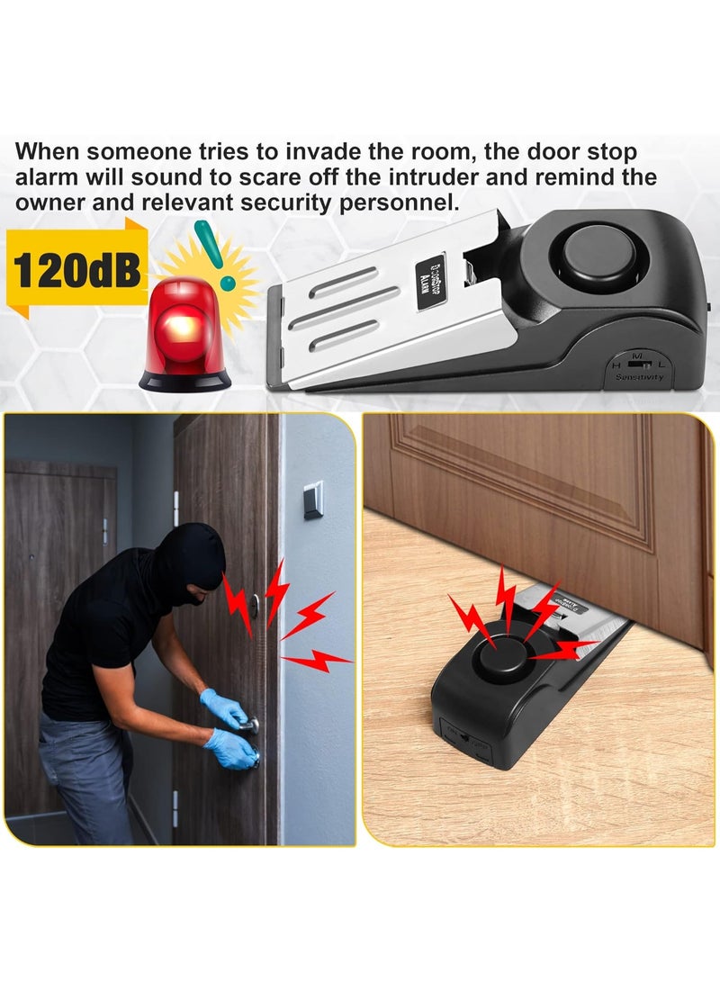 موانع باب منبه مطورة، سدادات أمان محمولة للفنادق لأمان الأبواب من الأسفل (أسود، عبوة 1) - Image 4