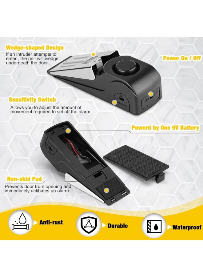 موانع باب منبه مطورة، سدادات أمان محمولة للفنادق لأمان الأبواب من الأسفل (أسود، عبوة 1) - Image 5