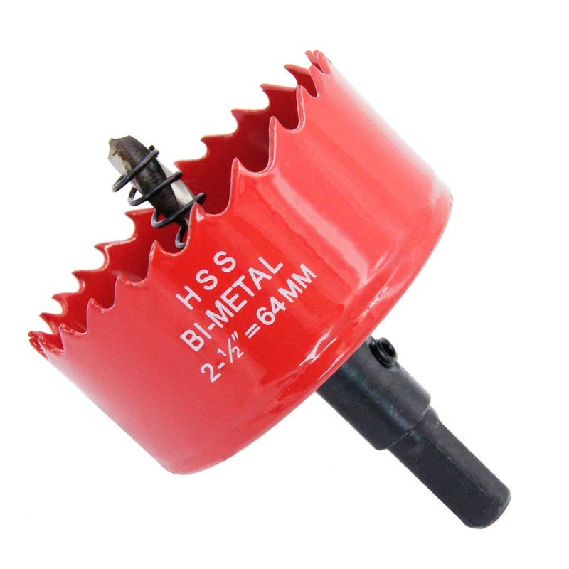 Laiwei Hole Saw Drill Bit HSS Hole Cutter with Arbor for Wood,PVC Board and Plasterboard(2-1/2"(64mm Hole Saw)) - Image 1