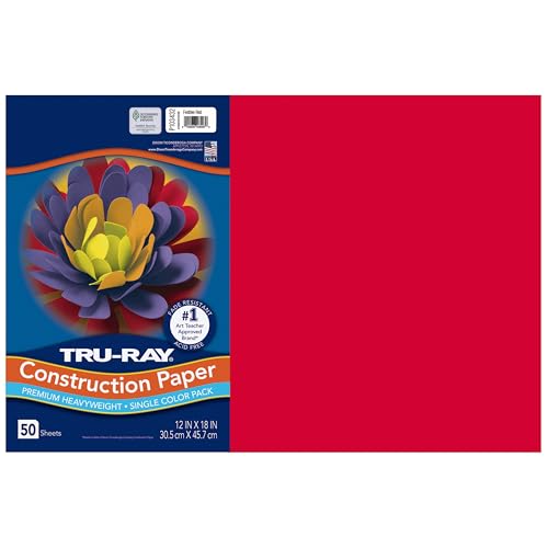 Tru-Ray® Construction Paper, 50% Recycled, 12" x 18", Festive Red, Pack Of 50 - Image 1