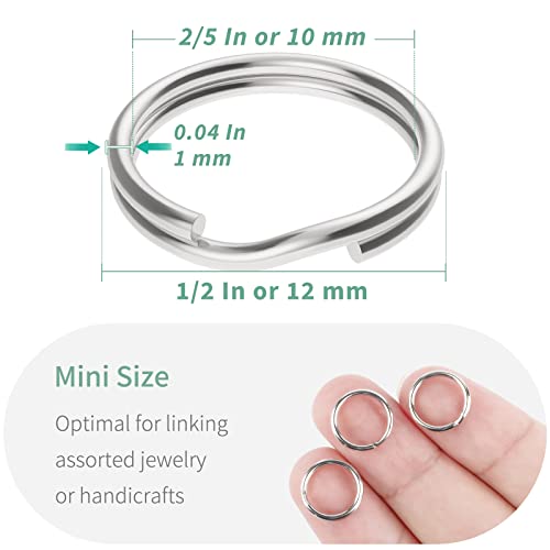 Pawfly 100 Pack 1/2 Inch Split Key Rings Mini Jump Rings Dog Tag Ring with Double Loops Small Metal Rings Connectors for Car Keys, Jewelry Necklaces Bracelets Earrings Crafts Ornaments and DIY Arts - Image 2