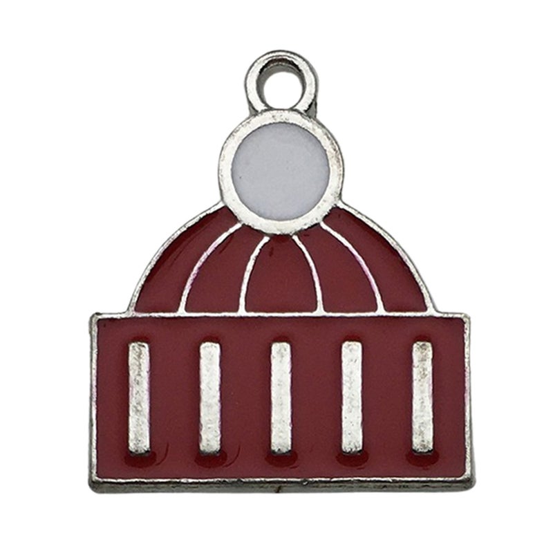 White K Oil Drop Alloy Santa Christmas Tree DIY Earring Pendants House 18x21mm-2.8g-12634