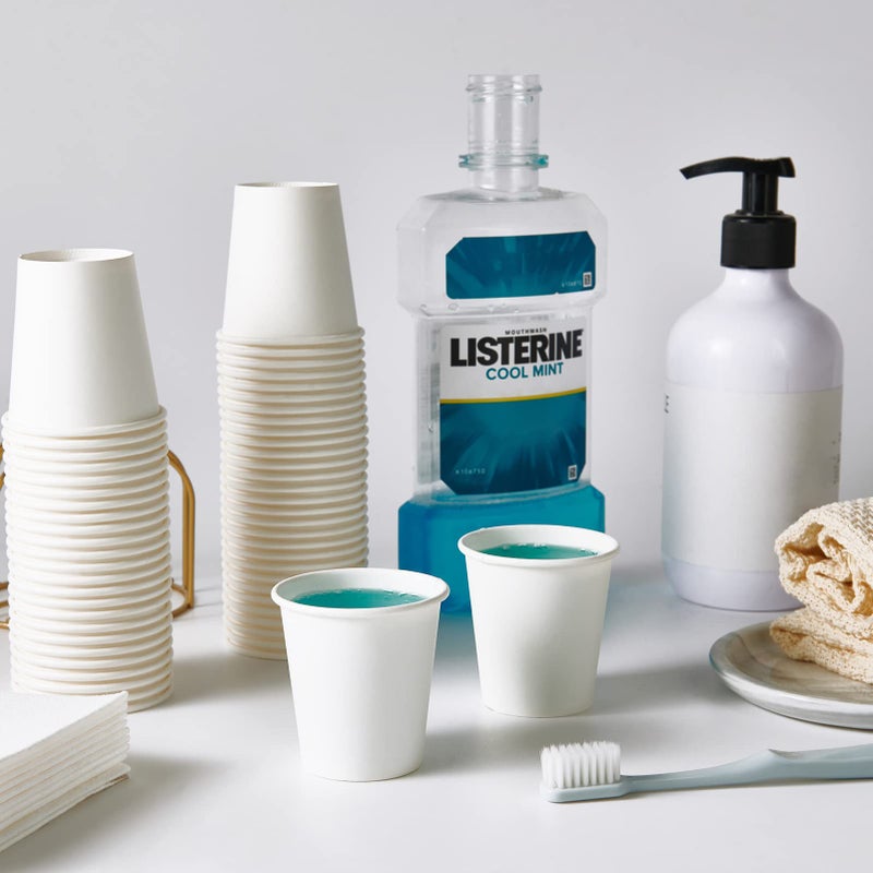 TV TOPVALUE 3 oz Paper Cups 600 Count Disposable Bathroom Mouthwash Espresso White Cups for Party  Picnic  Travel and Events - Image 3