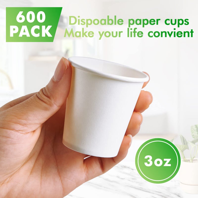 TV TOPVALUE 3 oz Paper Cups 600 Count Disposable Bathroom Mouthwash Espresso White Cups for Party  Picnic  Travel and Events - Image 2