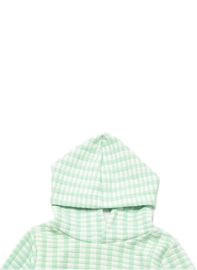 trendyol Kids Checked Knitted Hoodie