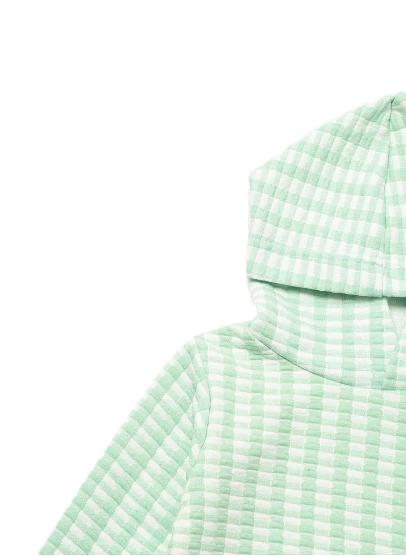 trendyol Kids Checked Knitted Hoodie