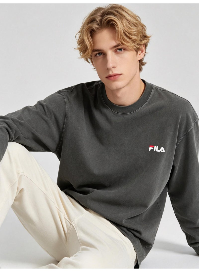 FILA Men's and women's loose cotton washed long sleeve T-shirts - Image 2