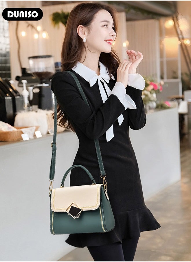 DUNISO - Women's Fashion Handbag Faux Leather Crossbody Bag For Women Large Capacity Bow Trim Tote Bags Top Handle Satchel Fashionable Travel Shoulder Bag For Ladies - Image 1