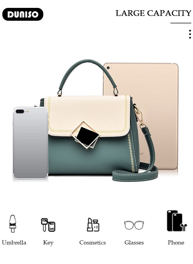DUNISO - Women's Fashion Handbag Faux Leather Crossbody Bag For Women Large Capacity Bow Trim Tote Bags Top Handle Satchel Fashionable Travel Shoulder Bag For Ladies - Image 1