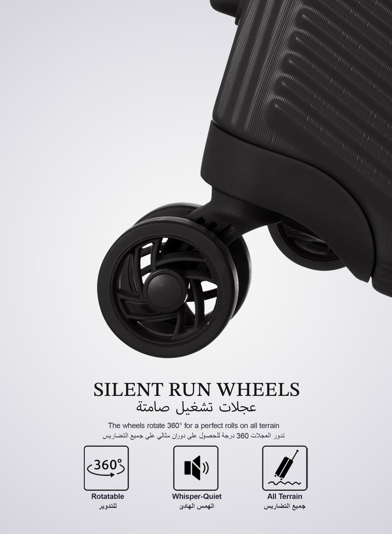بارا جون السفر بكل سهولة مع طقم حقائب السفر الأنيق من 3 قطع المصنوع من البولي بروبلين بمقبض عريض وعجلات دوارة - اللون الأسود - Image 4