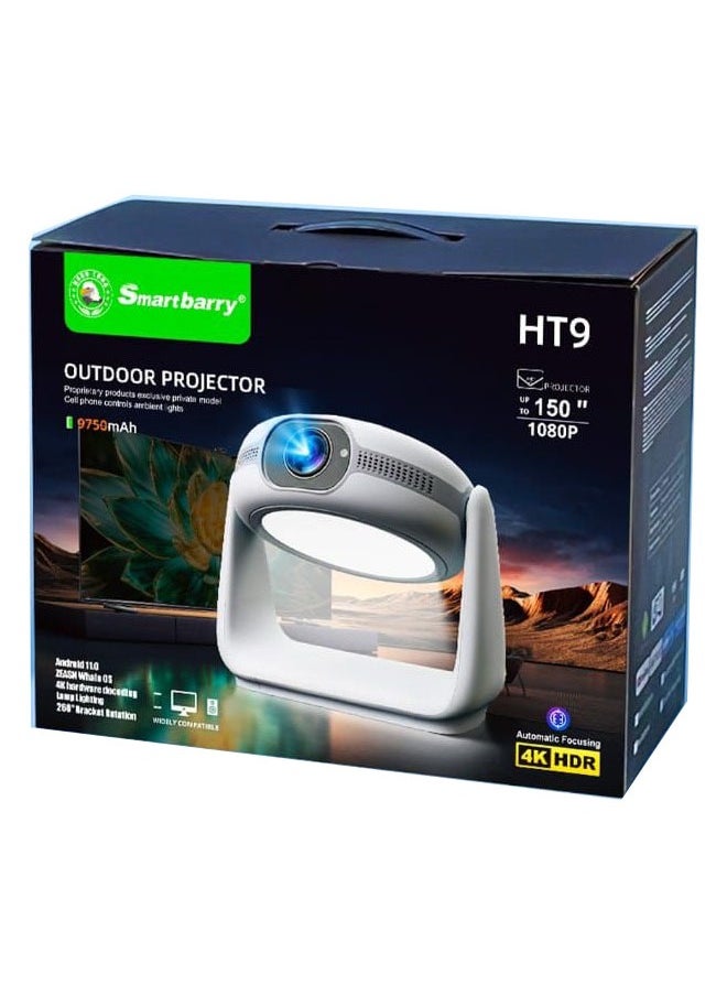 Smartbarry - Smartbarry HT9 Portable Outdoor 4K LCD Projector with Wireless Connectivity Built-in Android System Bluetooth Speaker HDMI Input USB Playback Keystone Correction Ideal for Home Theater Outdoor Movies and Presentations - Image 1