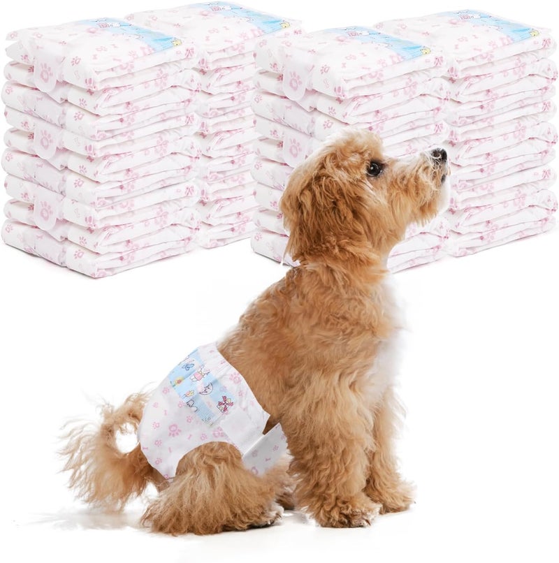 FUNLIYING Disposable Dog Diapers Female 90 Count Doggie Diapers for Female Dogs (Waist 10-16.5 in S) Super Absorbent Small Doggie Diapers for Heat Excitable Urination or Incontinence - Pink - Image 1