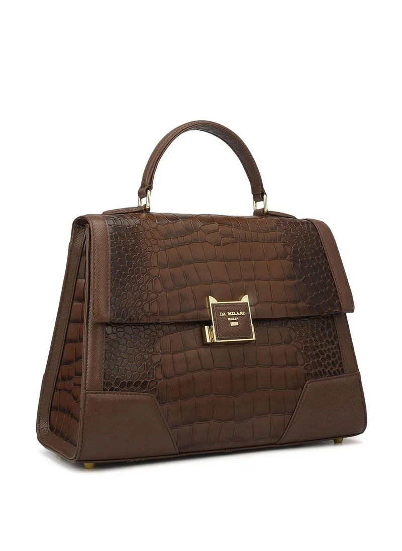 دا ميلانو حقيبة جلد طبيعي بنية