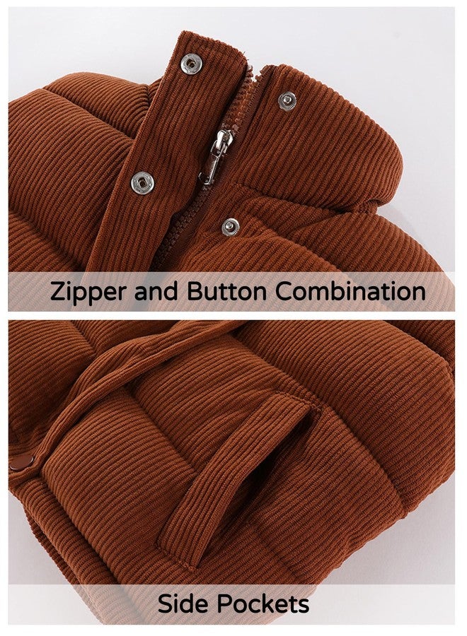 Happy Cherry Baby Girl Winter Vest Toddler Corduroy Jackets Stand Collar Warm Vest Kid Sleeveless Puffer Padded Snowsuit Outwear with Pockets - Image 4