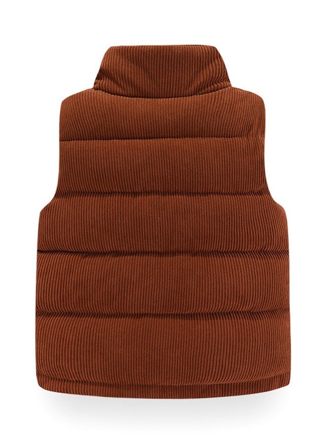 Happy Cherry Baby Girl Winter Vest Toddler Corduroy Jackets Stand Collar Warm Vest Kid Sleeveless Puffer Padded Snowsuit Outwear with Pockets - Image 2
