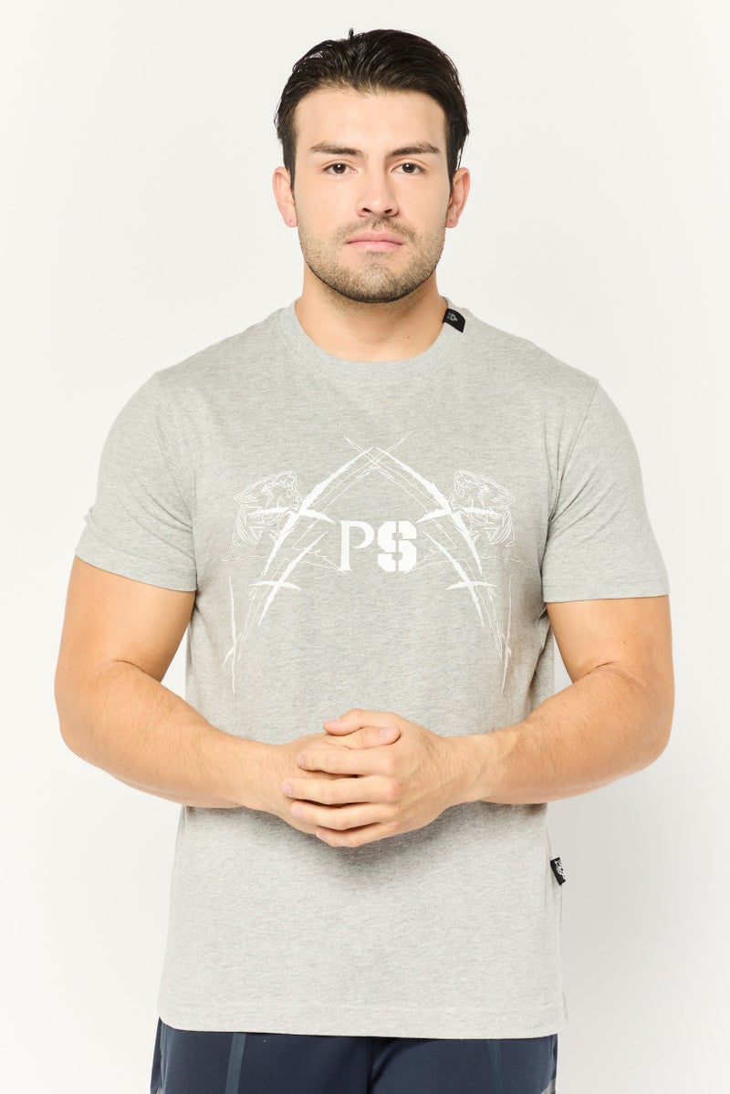 PHILIPP PLEIN تي شيرت رياضي للرجال من بلاين سبورت بأكمام قصيرة، خارجي، رمادي - Image 1