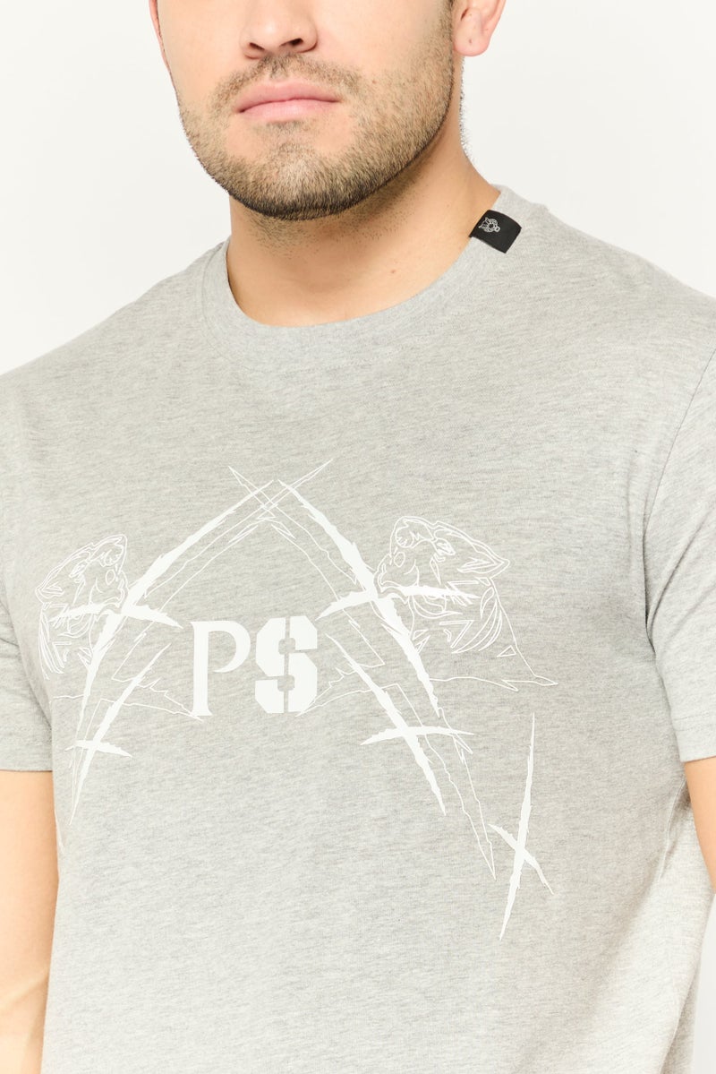 PHILIPP PLEIN تي شيرت رياضي للرجال من بلاين سبورت بأكمام قصيرة، خارجي، رمادي - Image 3