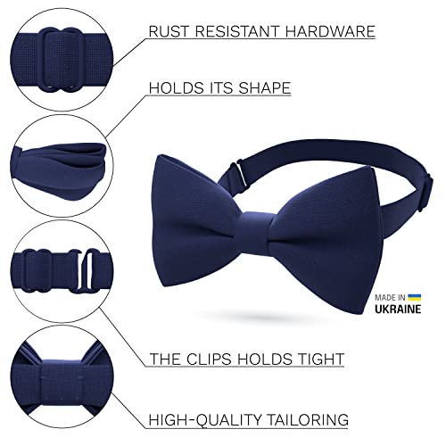 Bow Tie House رباط عنق للأطفال الأولاد - رباط عنق بحري أزرق لطيف للأطفال - يوسع خط ألواننا - رباط عنق أزرق طبيعي عميق وأزرق ملكي كهربائي - تسوق من متجر رباط العنق (صغير، أزرق بحري) - Image 2