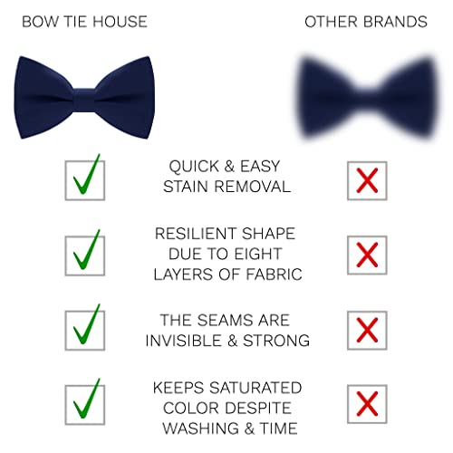 Bow Tie House رباط عنق للأطفال الأولاد - رباط عنق بحري أزرق لطيف للأطفال - يوسع خط ألواننا - رباط عنق أزرق طبيعي عميق وأزرق ملكي كهربائي - تسوق من متجر رباط العنق (صغير، أزرق بحري) - Image 3