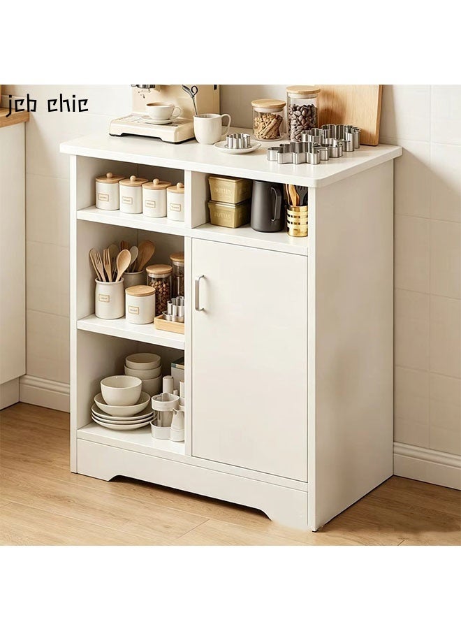 JCB CHIC 80×40×90CM Coffee Bar Cabinet，White Kitchen Storage Cabinet, Freestanding Sideboard Buffet Cabinet with Door & Open Shelves,Multipurpose Console Table Wood Accent Cabine for Kitchen, Living Room, Bedroom, Hallway - Image 1
