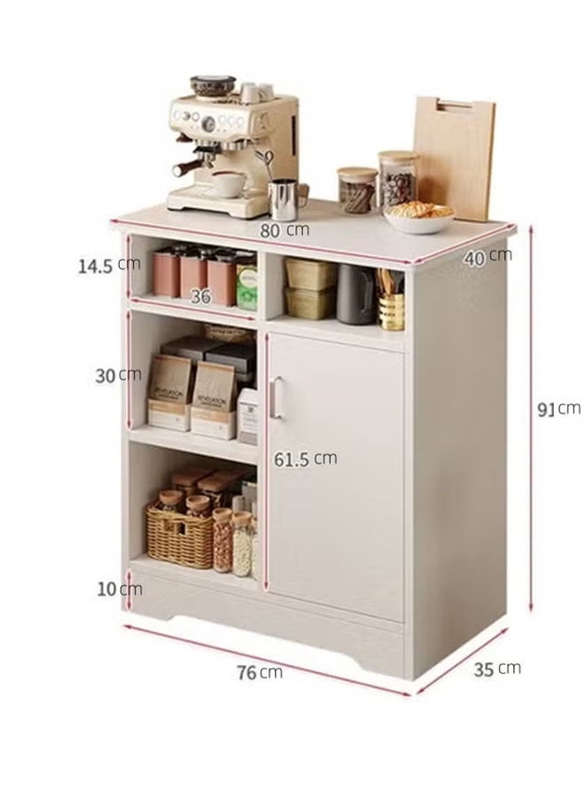 JCB CHIC 80×40×90CM Coffee Bar Cabinet，White Kitchen Storage Cabinet, Freestanding Sideboard Buffet Cabinet with Door & Open Shelves,Multipurpose Console Table Wood Accent Cabine for Kitchen, Living Room, Bedroom, Hallway - Image 2
