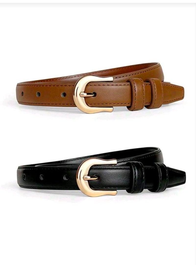 شي إن SHEIN-3pcs Simple & Versatile Waist Belt, Simple Buckle Casual Women Jeans - Image 2