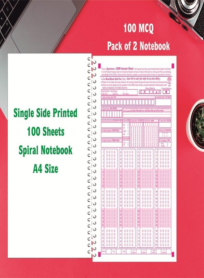amblitz OMR Sheet | 100 MCQ | 100 Sheets Spiral Notebook | A4 Size | Pack of 2 Notebook | Practice for Students | - Image 3
