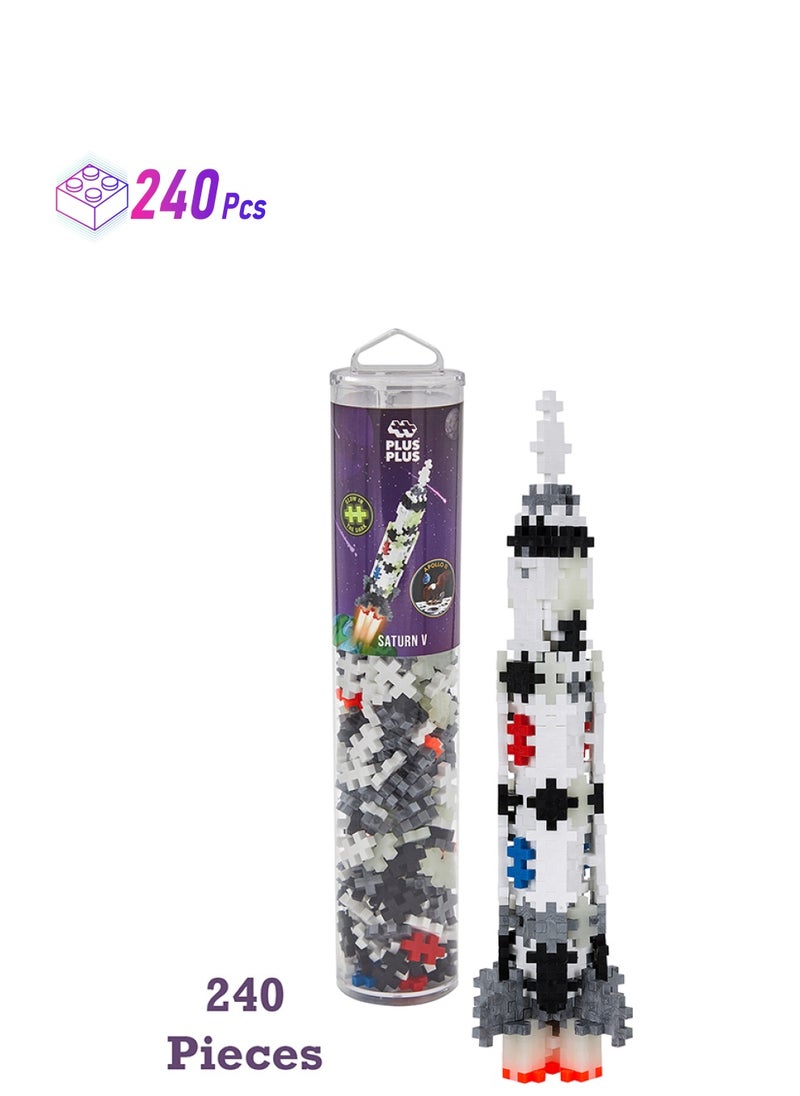 Plus-Plus Mini Ingenious Construction Toy, Tube Saturn V Rocket, Building Blocks Set, 240 Pieces, Multi-Coloured  - Image 1
