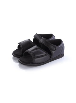 Medical sandal for diabetic feet, comfortable for diabetics, padded synthetic leather, adjustable adhesive strap, comfortable orthopedic insole for everyday use, black