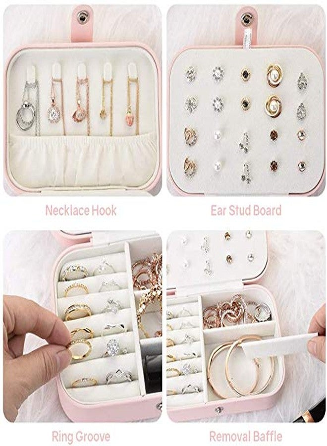IVAR PU Leather Organizer for Earring, Rings, Necklace - Jewelry Holder Case, Gifts for Girls & Women (Pink) - Image 3